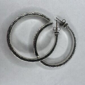 Brighton SECRET OF LOVE Post Hoop Earrings J16302 1.5"